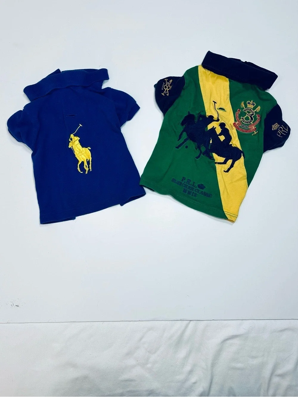 RALPH LAUREN DOG POLO SHIRT LOT OF 2 LARGE BIG PONY PET CLOTHES BLUE GREEN